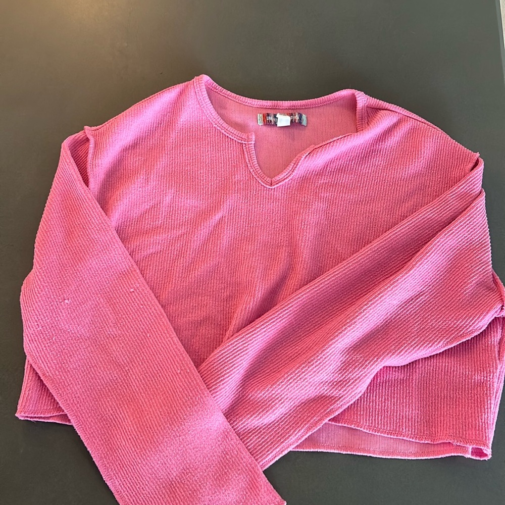 Cropped pink Urban Outfitters long sleeve shirt